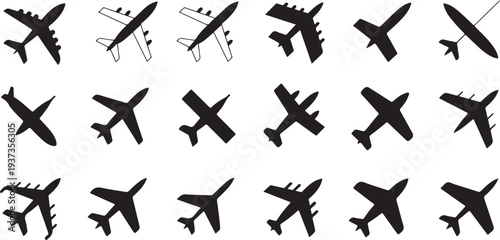 airplane silhouette collection vector graphic
