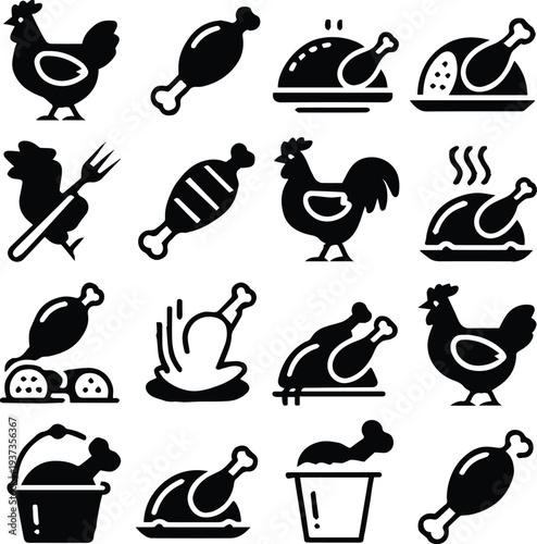 chicken drumstick roasted meat vector pack