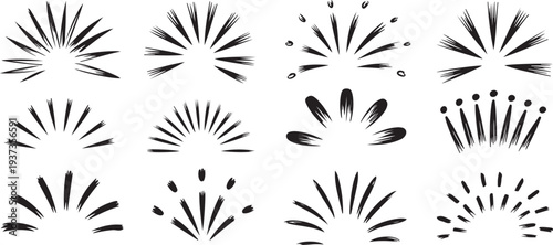 starburst icons brush stroke explosion elements set