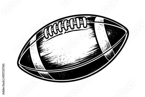 American Football Illustration Black White Grunge Style Sports Equipment Iconic Team Sport Equipment