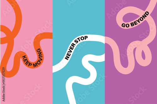 Vibrant motivational poster with colorful squiggles and inspirational quotes