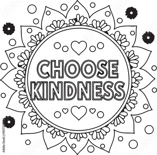 Choose kindness coloring page for children vector book illustration