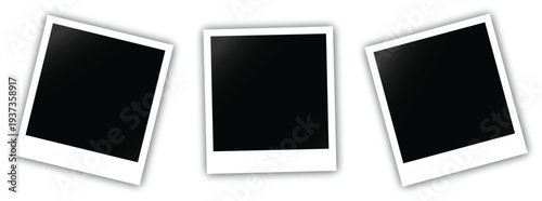 Photo Memories: Capturing moments frozen in time with blank Polaroid-style instant camera print frames, perfect for displaying personal photos and treasured memories.