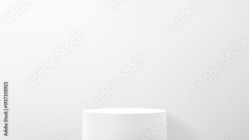 Realistic minimalist bright white podium for product presentation