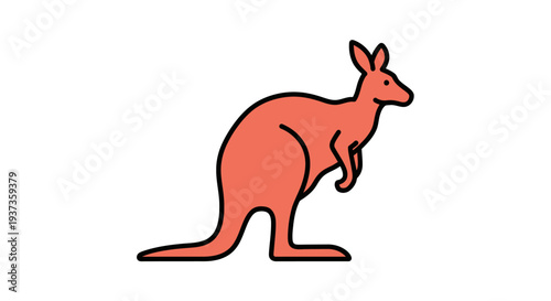 Kangaroo Standing Profile Simple Illustration Design.