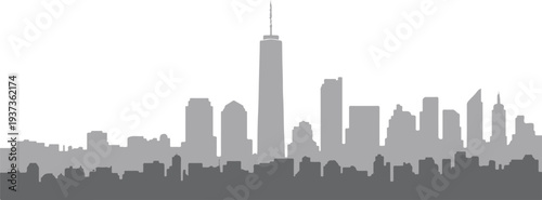 skyline new york usa city outline black white illustration