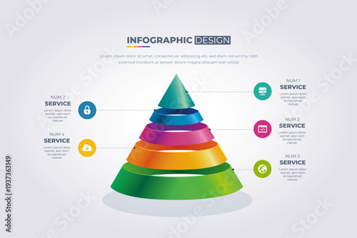 Infographics pyramid triangular chart timeline