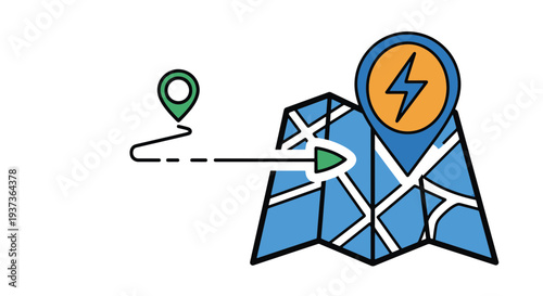 Electric Vehicle Charging Station Location Found on a Map for Route Planning and Eco friendly Travel