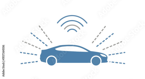 Modern Autonomous Car Sensing Environment with Wireless Communication Technology Graphic