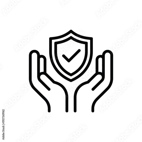 Hands cradling a shield with a checkmark, symbolizing protection and safety.