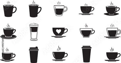 Black and white coffee cup cups mugs saucers