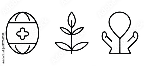 Charity and Human Care Outline Icon Set. Humanitarian Aid, Volunteer Support, and Donation Vector Line Art