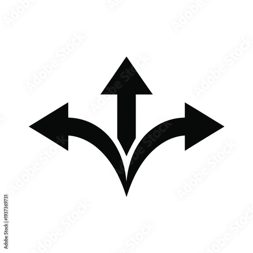 Three black arrows diverge in different directions indicating choices.