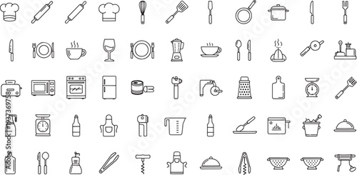 Black and white line kitchen line black and white utensils appliances cookware