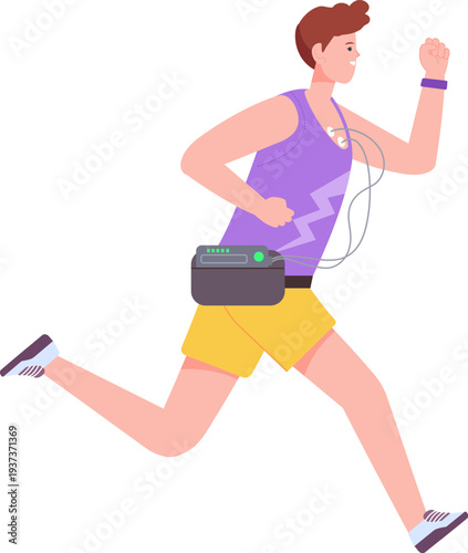 Disabled race runner. Diversity sport competition character