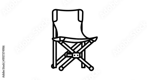 A director's chair standing alone on a film set, viewed from the side, simple illustration