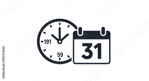 Calendar clock icon with date.