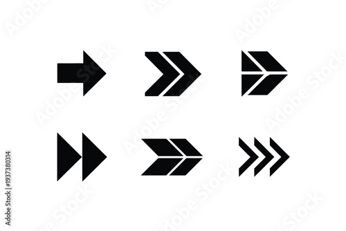Black Arrow Icons Set for Navigation and Direction