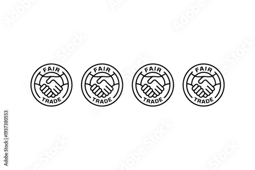 Fair trade logos with handshake