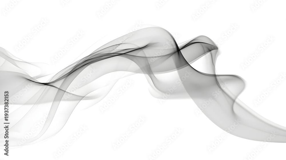 Obraz premium Abstract black smoke wave on a clean white background.