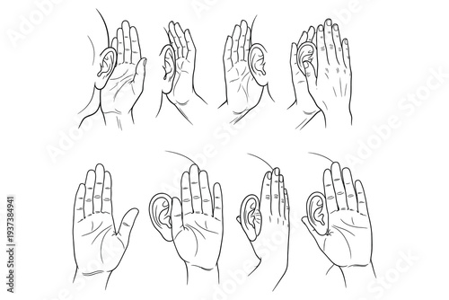 A black and white illustration of eight humanoid figures in two rows