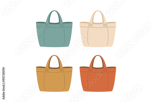 Colorful Handbag Illustrations in Various Shades and Textures