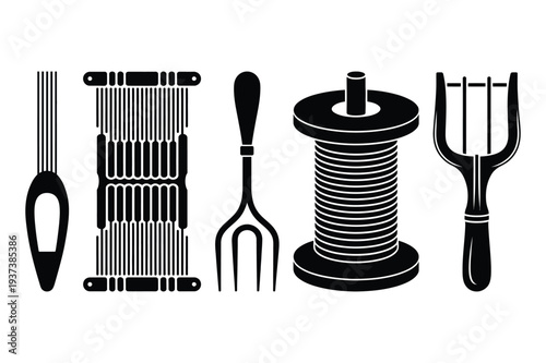 Sewing Supplies Silhouette Icons