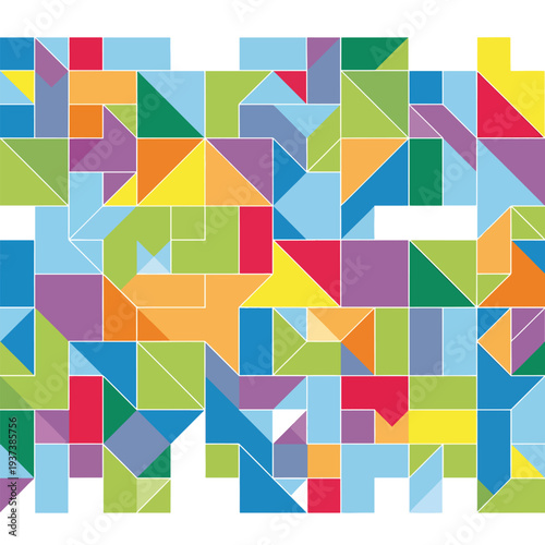 Vector illustration of a mosque facade with geometric patterns and vibrant colors from a frontal viewpoint