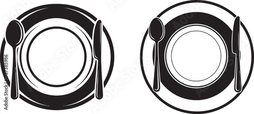 Black and white illustration of two identical circular objects with concentric rings