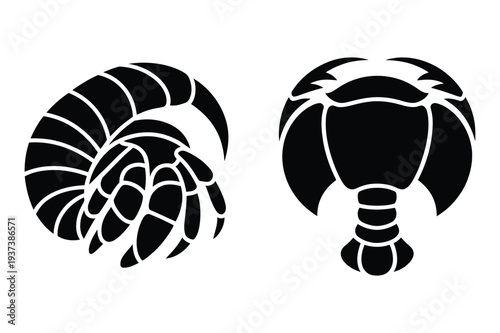 Hermit Crab and Lobster Silhouette Icons
