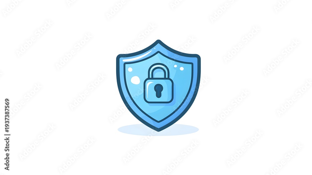 Obraz premium Blue Shield with Padlock Icon Representing Digital Security and Data Protection.