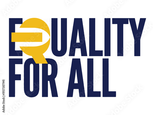 Equality for All Text Logo with Yellow and Blue Colors on White Background