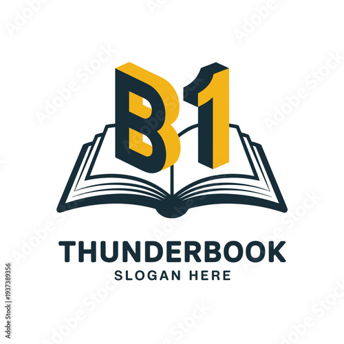 Educational Logo with Open Book and Letter B1 on White Background