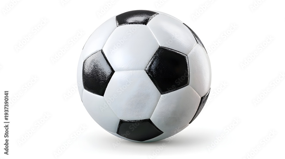 Naklejka premium Classic Black and White Soccer Ball Isolated on a Pristine White Background.