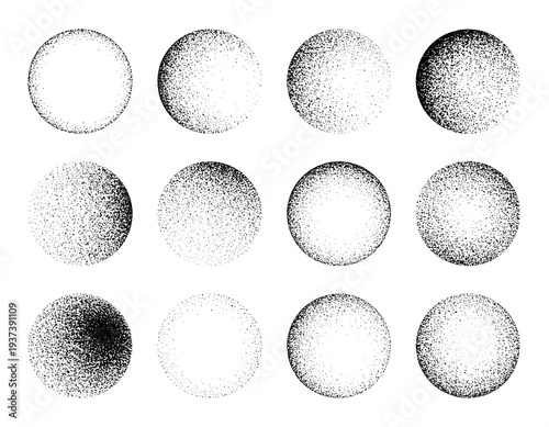 Twelve grayscale dots arranged in a grid with varied dot density in circles