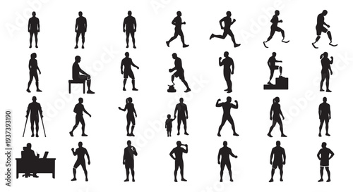 People With Prosthetic Legs and Crutches Exercising, Walking and Sitting for Inclusion