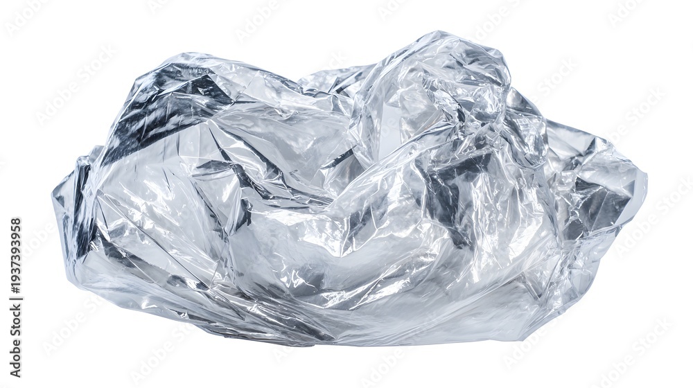 Fototapeta premium Crumpled aluminum foil ball isolated on a clean white background.