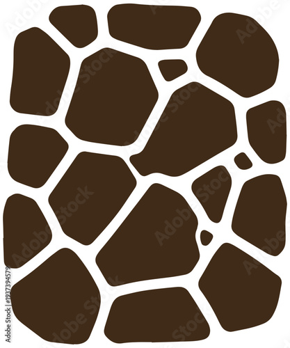 Brown stone pattern with white grout on a transparent background