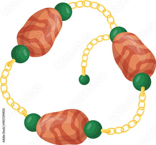 Boho bracelet. Golden chain summer accessory icon