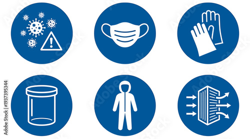 Industrial Safety Icons Depict PPE and Hygiene Symbols Set. Vector Illustrations. EPS Editable