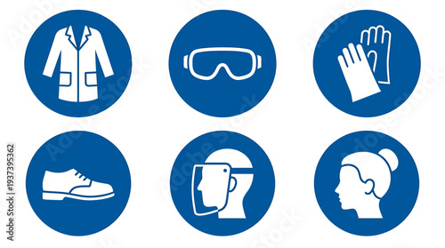 Personal Protective Equipment Icons for Workplace Safety and Compliance. Vector Illustrations. EPS Editable