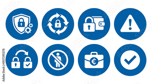 Secure Digital Lock Icons Bundle of Privacy Shields. Vector Illustrations. EPS Editable