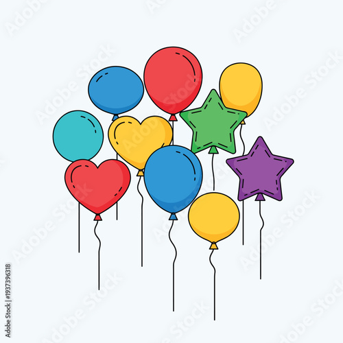 Colorful Balloons in Various Shapes.