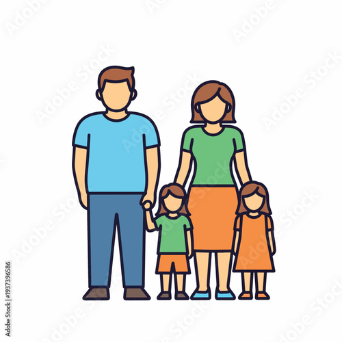 Illustration of Happy Family with Children.