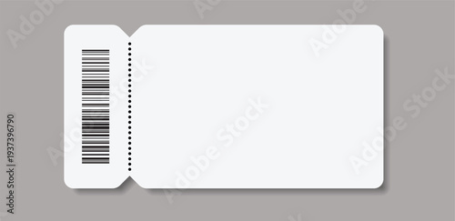 Admit ticket mockup. Empty flat template Ticket. For cinema, sale coupon, circus, theater, festival. Minimalist coupon. Isolated background