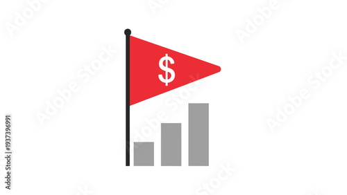 Red Flag with Dollar Sign on Pole.