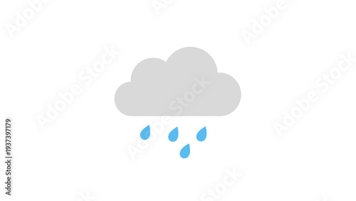 Rain Cloud With Raindrops Falling Down.