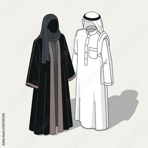 Traditional Arabic Clothing for Man and Woman.