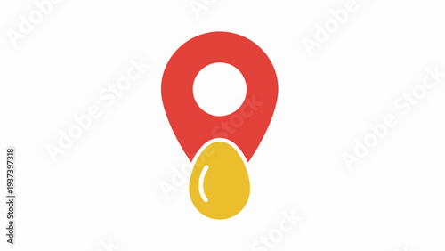 Red and Yellow Map Pin Icon.