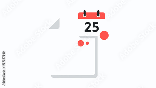 Red calendar with number twenty five.